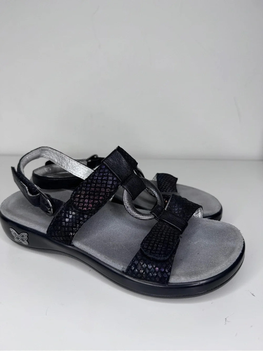 Alegria Julie Black Leather Sandals